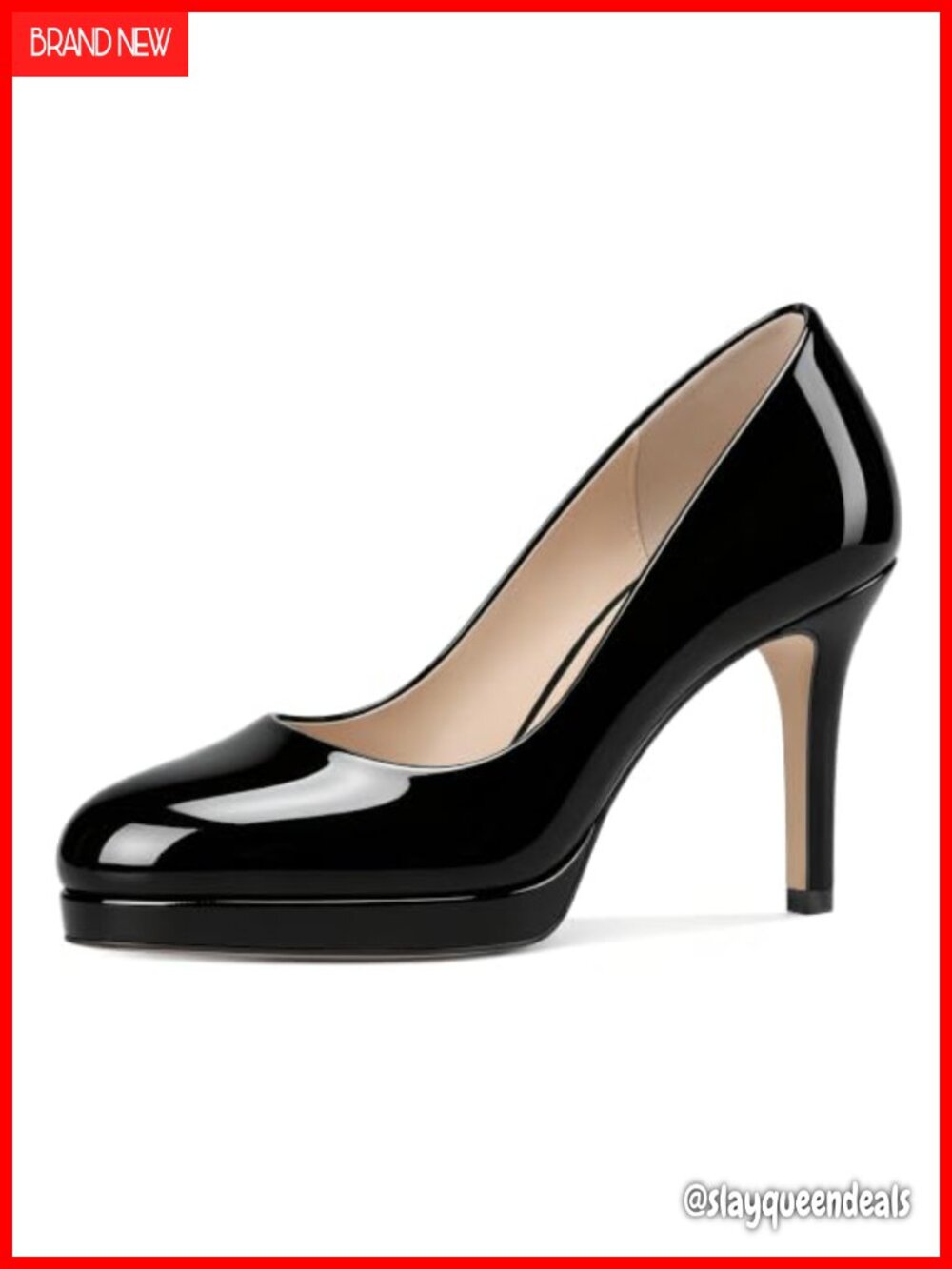 Women's Platform Pump Heels Faux Leather Closed Toe Slip-On